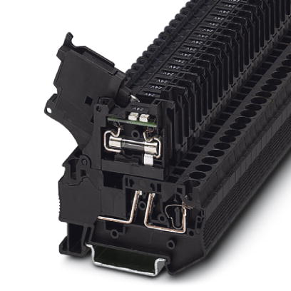 Phoenix Contact Fuse Terminal Block; ST 4-HESILA 250 (5X20); 10A; 300V; #28 - #10; Glass; Spring-Cage Connection; Black